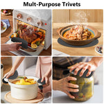 Load image into Gallery viewer, 3 Pack Silicone Trivets for Hot Dishes – Heat-Resistant Pot Holders & Kitchen Counter Mats (Black)