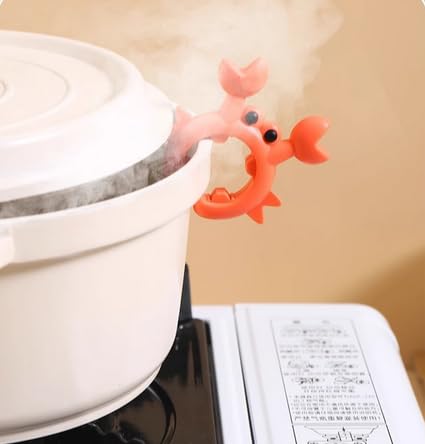 2Pcs Silicone Crab Utensil Rest – Non-Slip Spoon & Spatula Holder Steam Releaser for Kitchen Stove (Red)