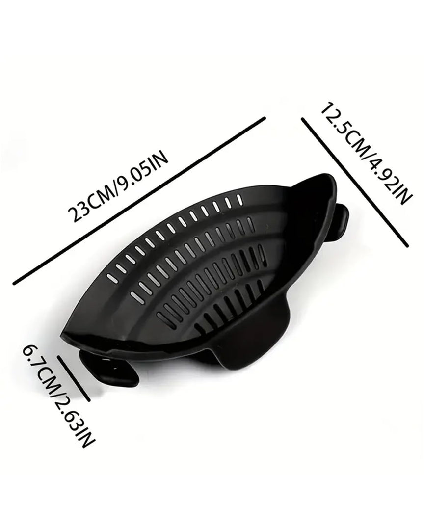 Silicone Clip-On Kitchen Strainer – Heat-Resistant Colander for Pasta, Vegetables & Pots (Black)