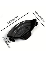 Silicone Clip-On Kitchen Strainer – Heat-Resistant Colander for Pasta, Vegetables & Pots (Black)