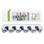 Load image into Gallery viewer, LETMY Broom Holder Wall Mount – 5 Slot 6 Hook Mop &amp; Tool Organizer Rack for Home, Garage &amp; Garden
