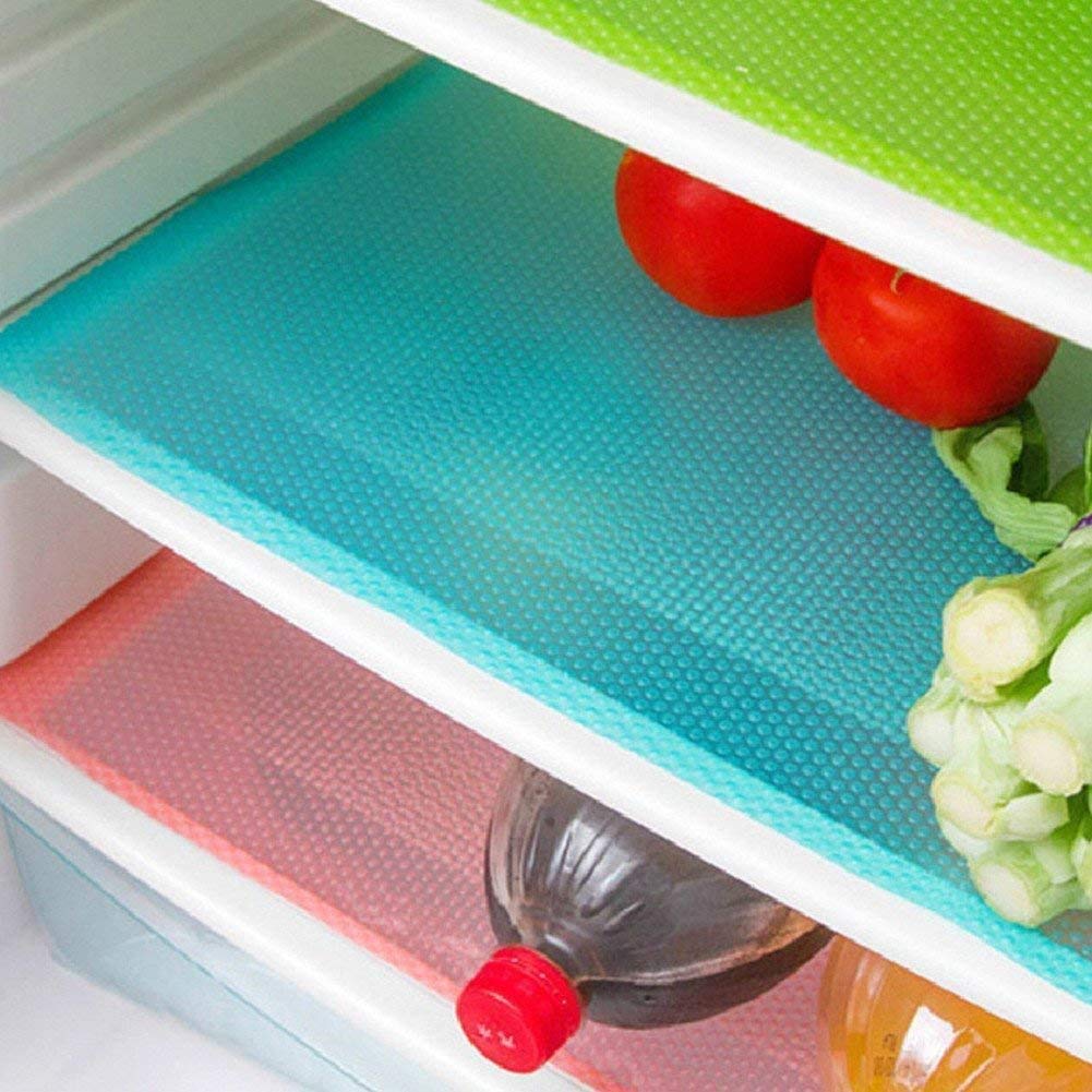 AKINLY 9 Pack Refrigerator Mats – Washable Fridge Liners for Shelves & Drawers (3 Red, 3 Green, 3 Blue)