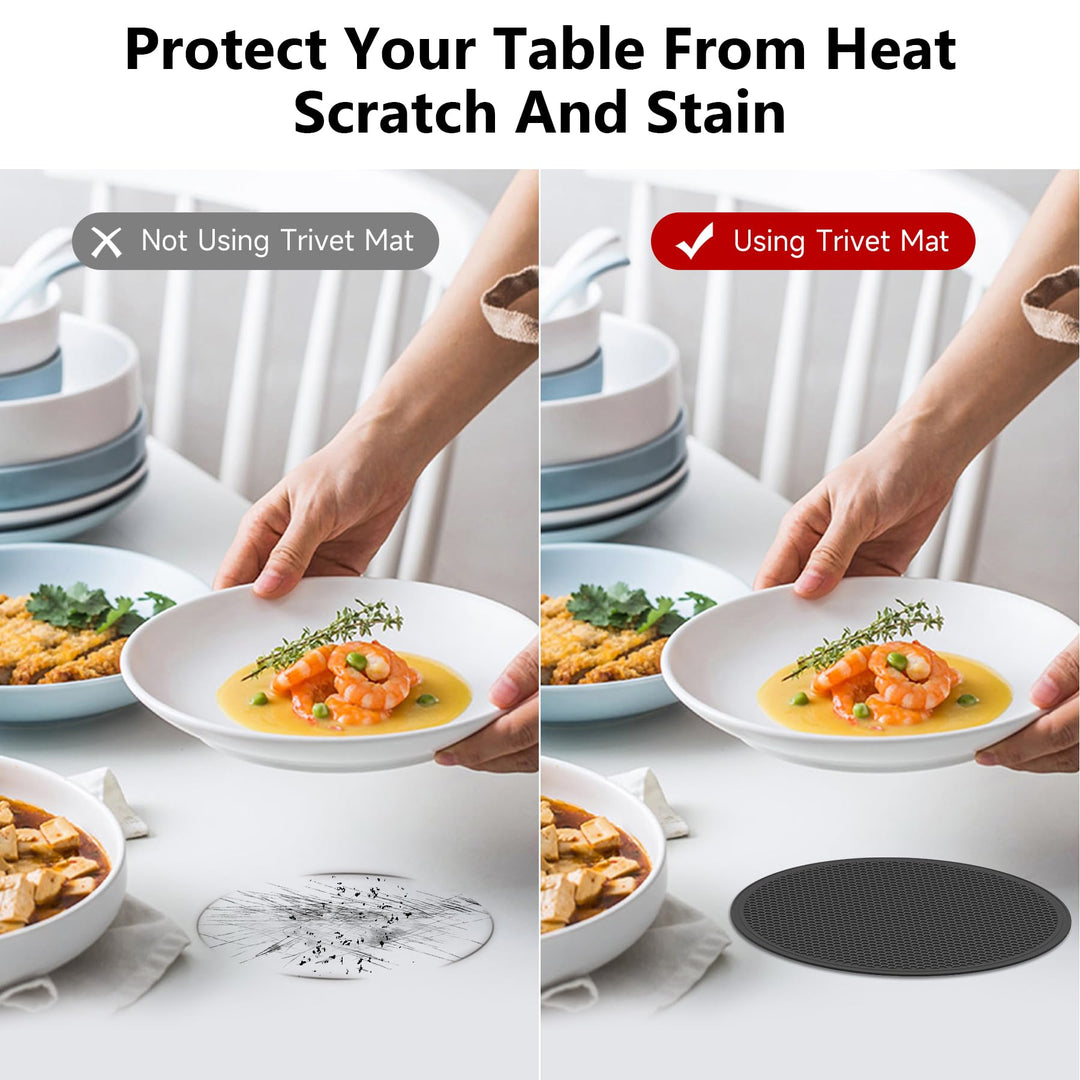 3 Pack Silicone Trivets for Hot Dishes – Heat-Resistant Pot Holders & Kitchen Counter Mats (Black)