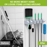 Load image into Gallery viewer, LETMY Broom Holder Wall Mount – 5 Slot 6 Hook Mop &amp; Tool Organizer Rack for Home, Garage &amp; Garden
