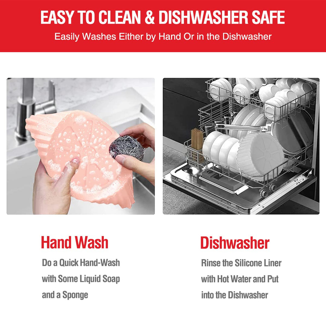 2 Pack Air Fryer Silicone Liners – Reusable 3–5QT Basket Bowls for Oven & Baking (Pink + Grey)