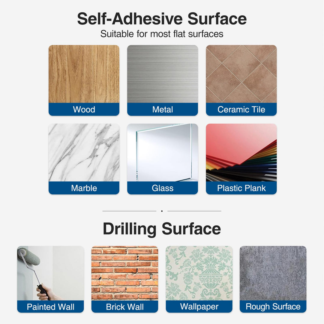 Paper Towel Holder – Matte Black Wall Mount Rack, Self-Adhesive or Drill SUS304 Stainless Steel Dispenser