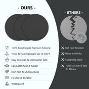 3 Pack Silicone Trivets for Hot Dishes – Heat-Resistant Pot Holders & Kitchen Counter Mats (Black)