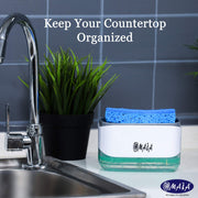 OMAIA 2-in-1 Dish Soap Dispenser with Sponge Holder – Smart Sink & Countertop Organizer