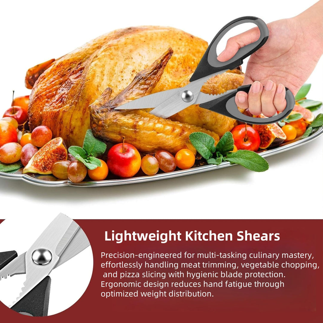 All-Purpose Kitchen Scissors with Sheath – Durable Stainless Steel Cooking Shears, Dishwasher Safe (Black Gray)