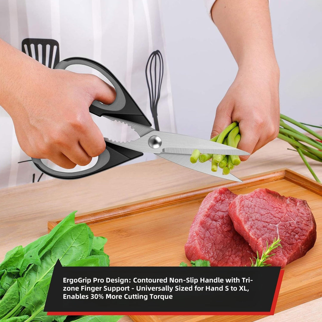 All-Purpose Kitchen Scissors with Sheath – Durable Stainless Steel Cooking Shears, Dishwasher Safe (Black Gray)