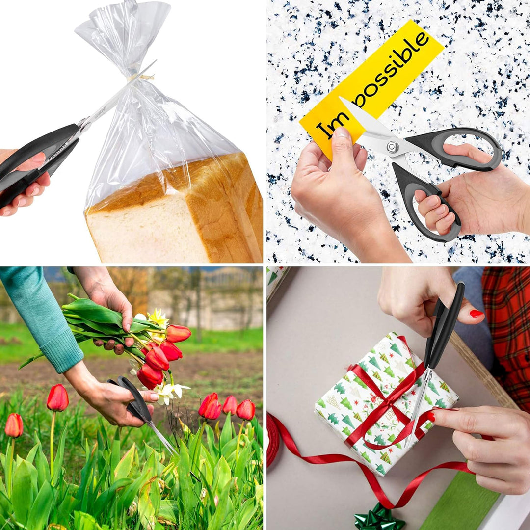 All-Purpose Kitchen Scissors with Sheath – Durable Stainless Steel Cooking Shears, Dishwasher Safe (Black Gray)